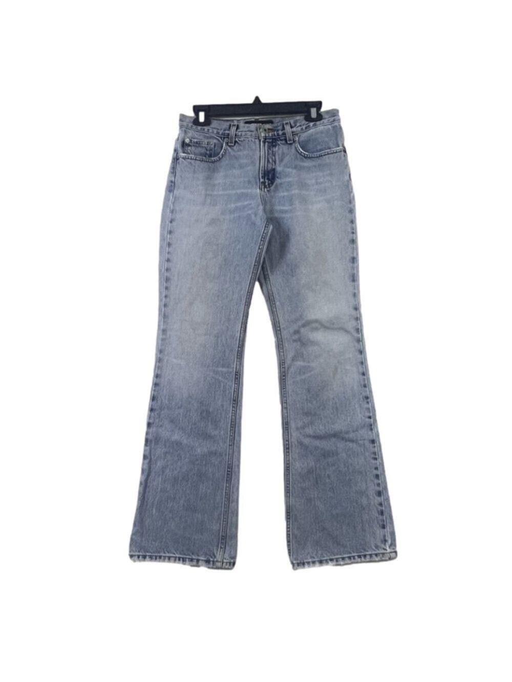 Express Jeans Junior Sz 5/6 L (29x30) Flare Low Rise 100% Cotton Medium Wash Y2K